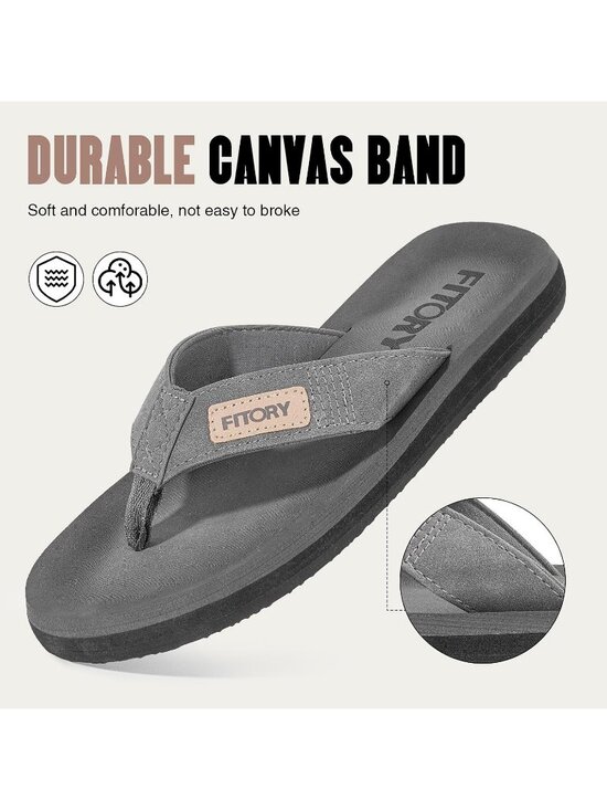 Mens Grey Flat Thongs Solid Comfort Split Toe Rubber Flip Flop Slipper Shoes main image 5